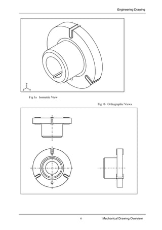 Engineering Drawing
6 Mechanical Drawing Overview
Fig 1a Isometric View
Fig 1b Orthographic Views
 