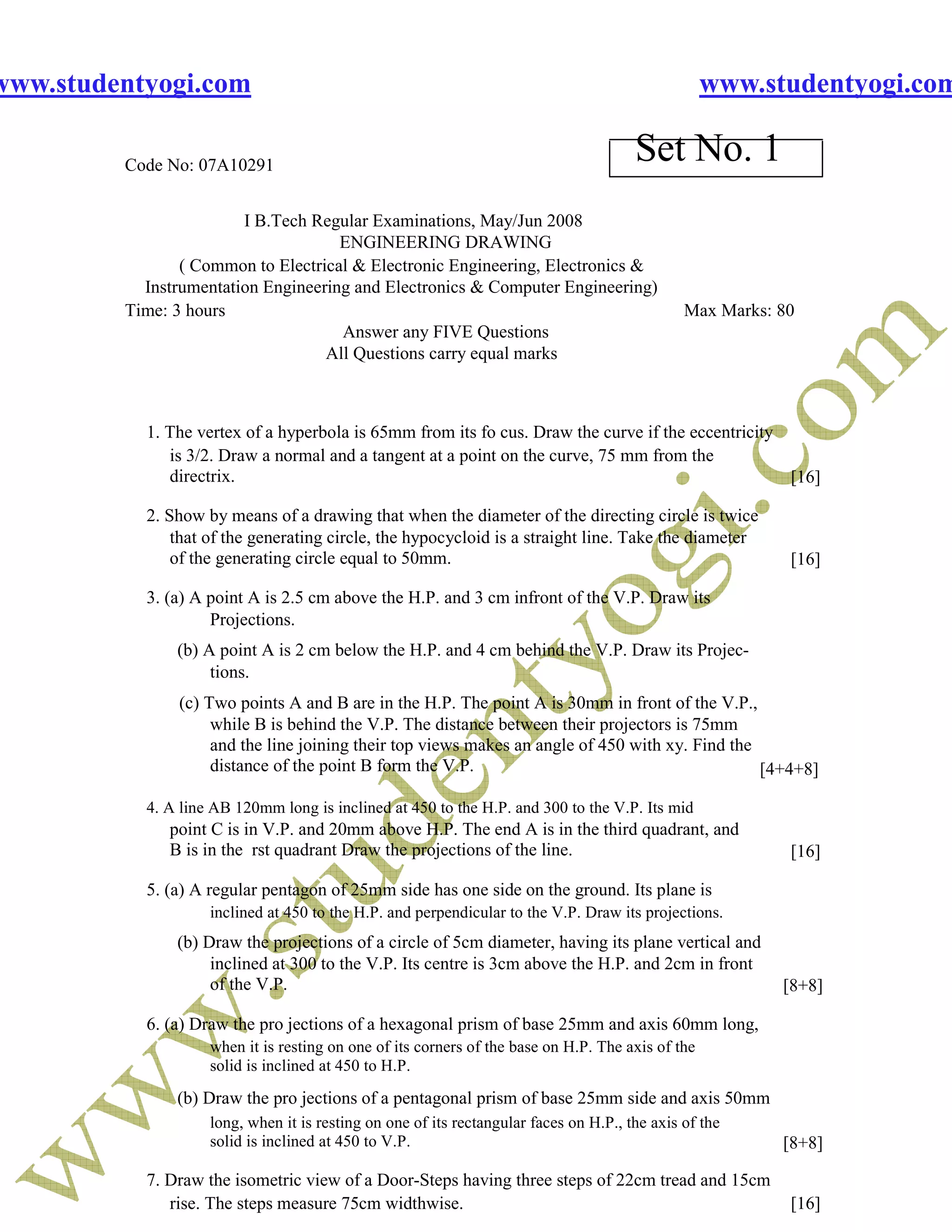 Engineering Model Paper Engineering Drawing Jntu Model Paper{Www.Studentyogi.Com} | PDF ...