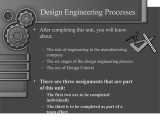 Design Engineering Processes ,[object Object],[object Object],[object Object],[object Object],[object Object],[object Object],[object Object]