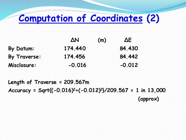 Linear Misclosure In Surveying Formula