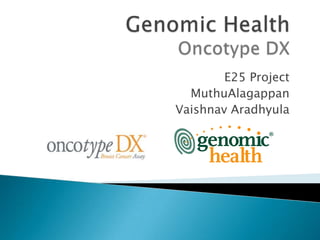 Genomic HealthOncotype DX E25 Project  MuthuAlagappan Vaishnav Aradhyula 