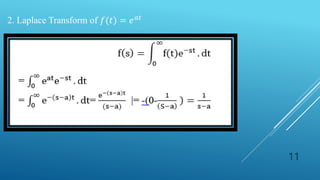 11
2. Laplace Transform of 𝑓(𝑡) = 𝑒𝑎𝑡
 
