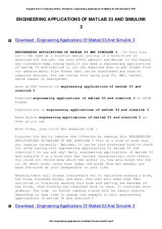 Engineering applications of matlab 53 and simulink 3