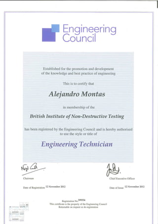 Engineering council certificate