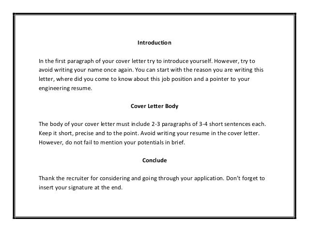 Good introductory sentences cover letter