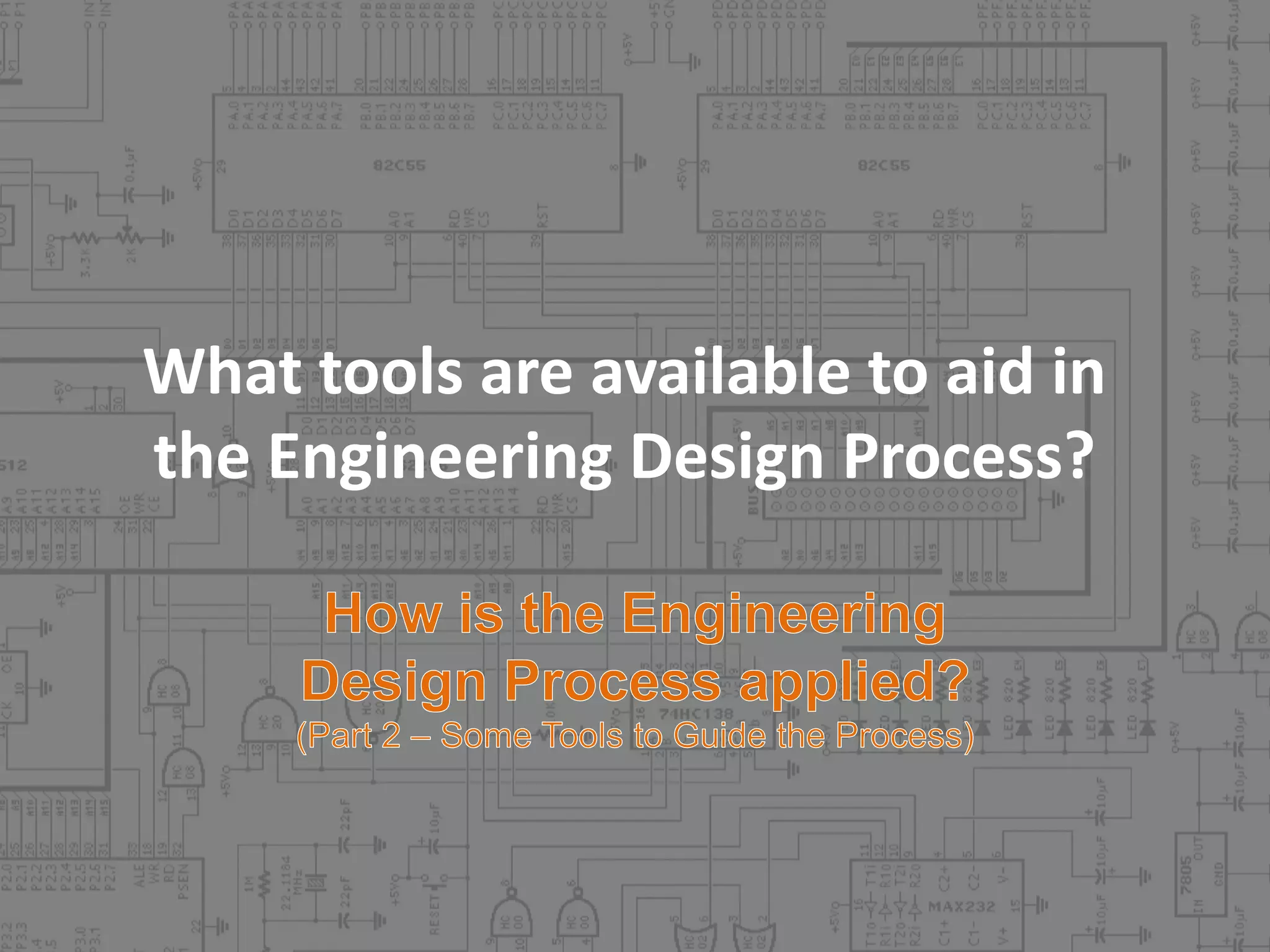 What tools are available to aid in 
the Engineering Design Process?

 