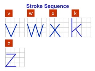 Stroke Sequence
v w x k
z
 