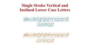 Single Stroke Vertical and
Inclined Lower Case Letters
 
