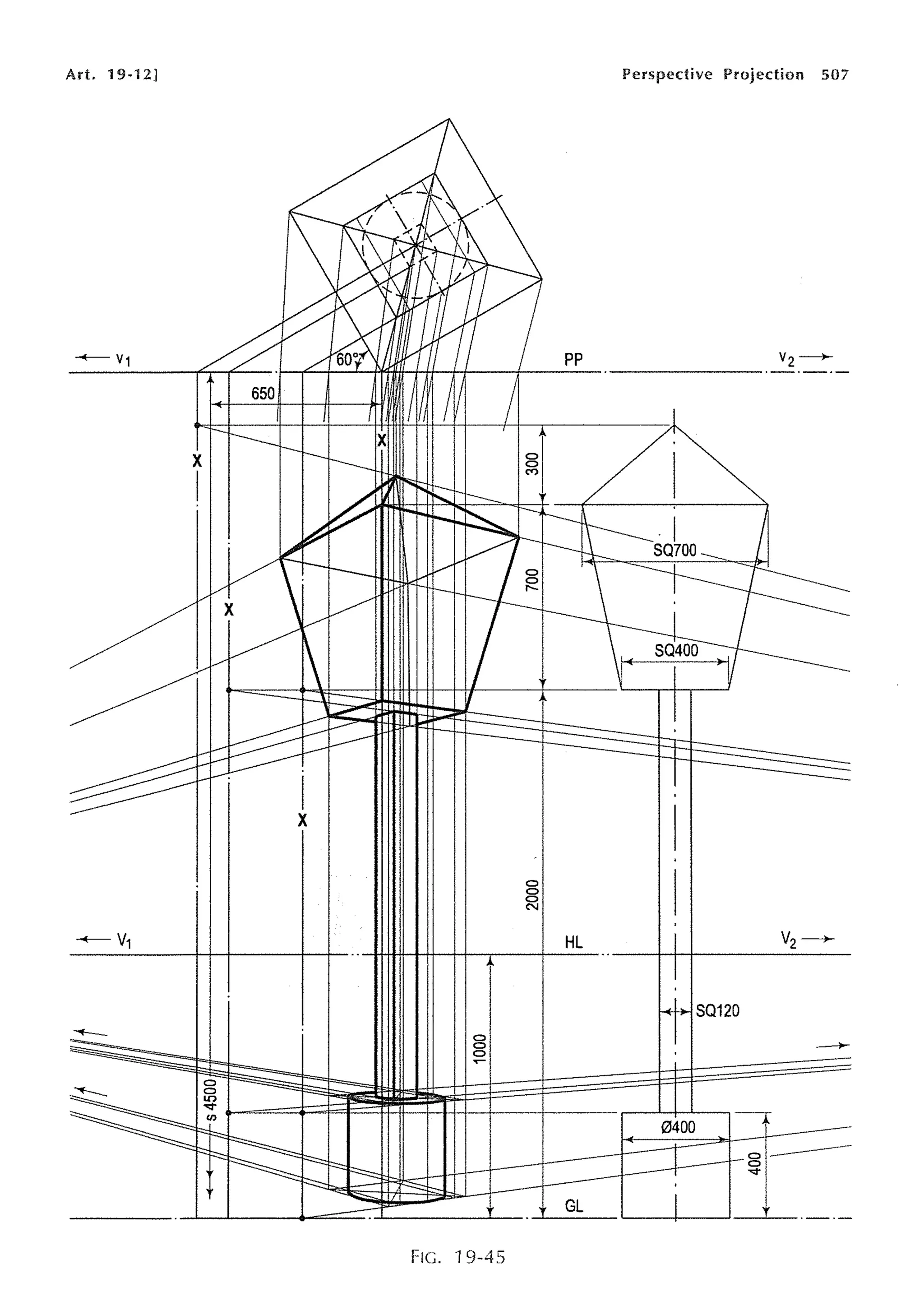 Art. 19-12]
-
Fie. 19-4.5
HL
Perspective Projection 507
C ) - - -
C)
'SI"
 