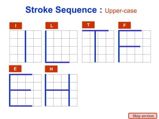 I L T F
E H
Stroke Sequence : Upper-case
Skip section
 