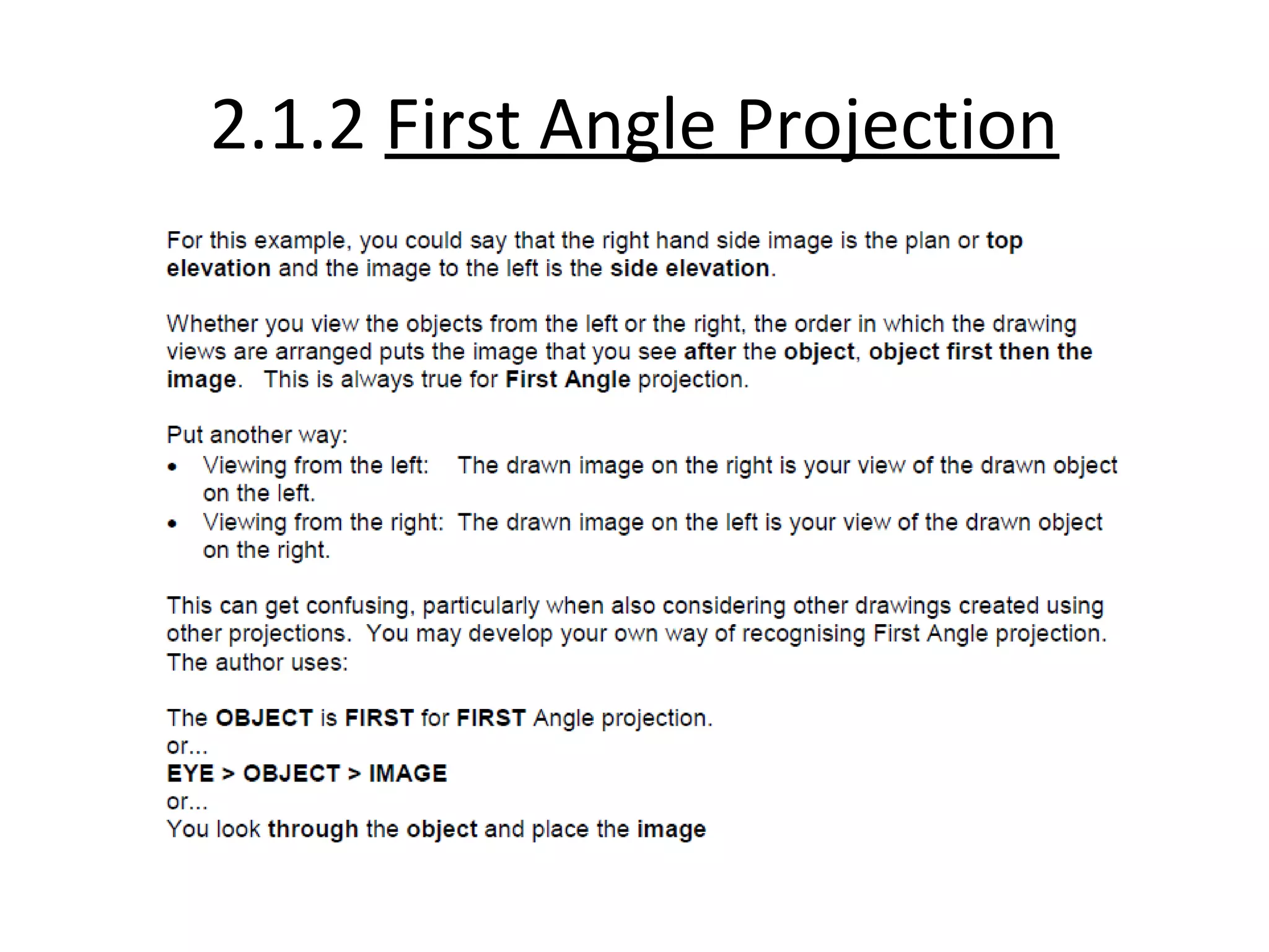 2.1.2 First Angle Projection
 