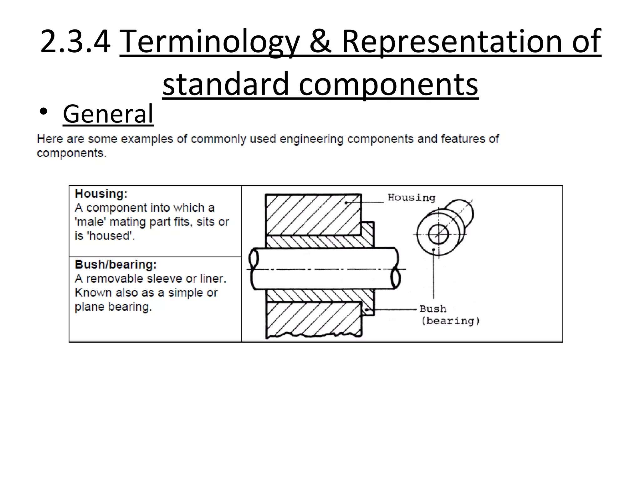 2.3.4 Terminology & Representation of
standard components
• General
 