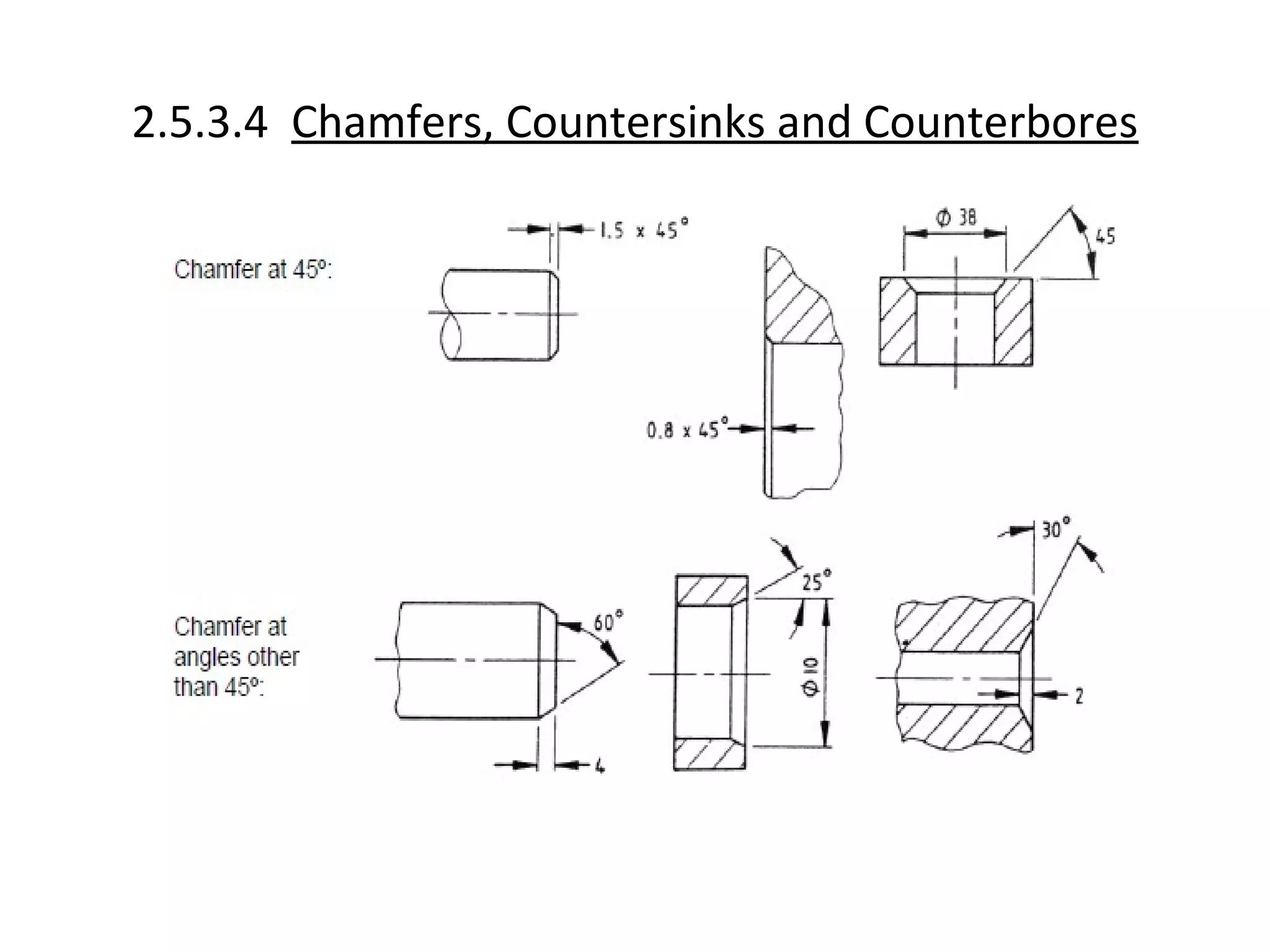 2.5.3.4 Chamfers, Countersinks and Counterbores
 