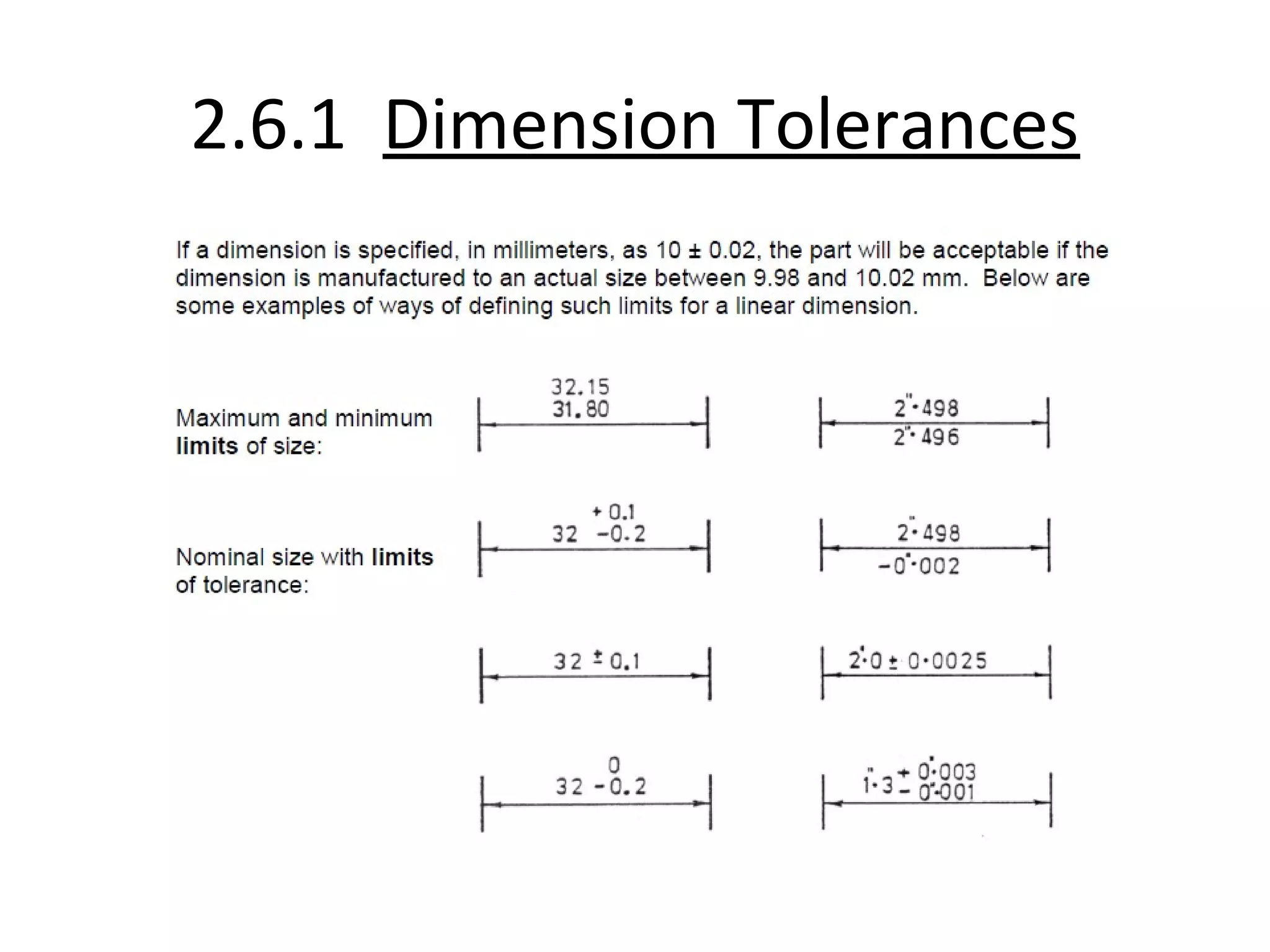 2.6.1 Dimension Tolerances
 