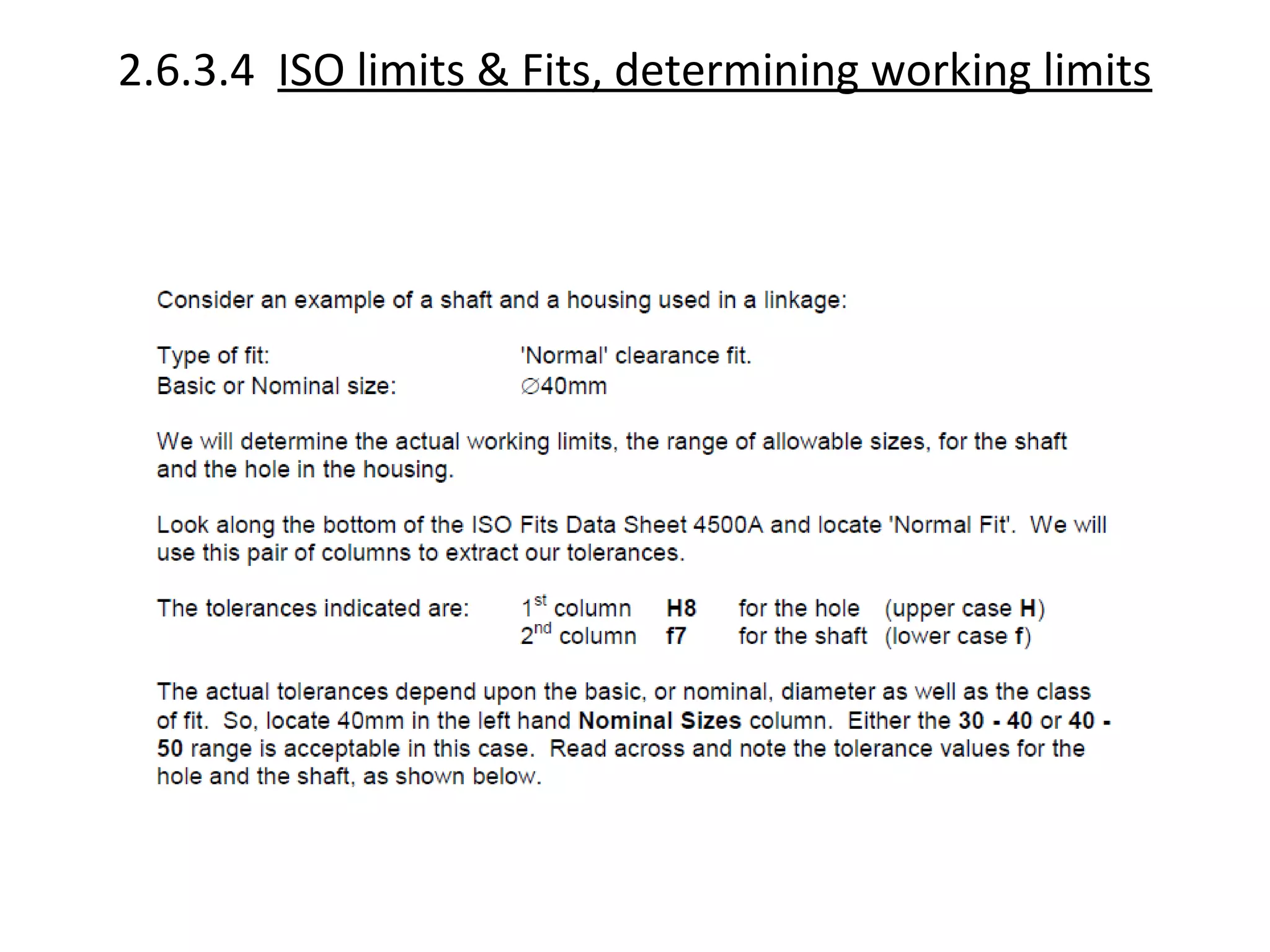 2.6.3.4 ISO limits & Fits, determining working limits
 