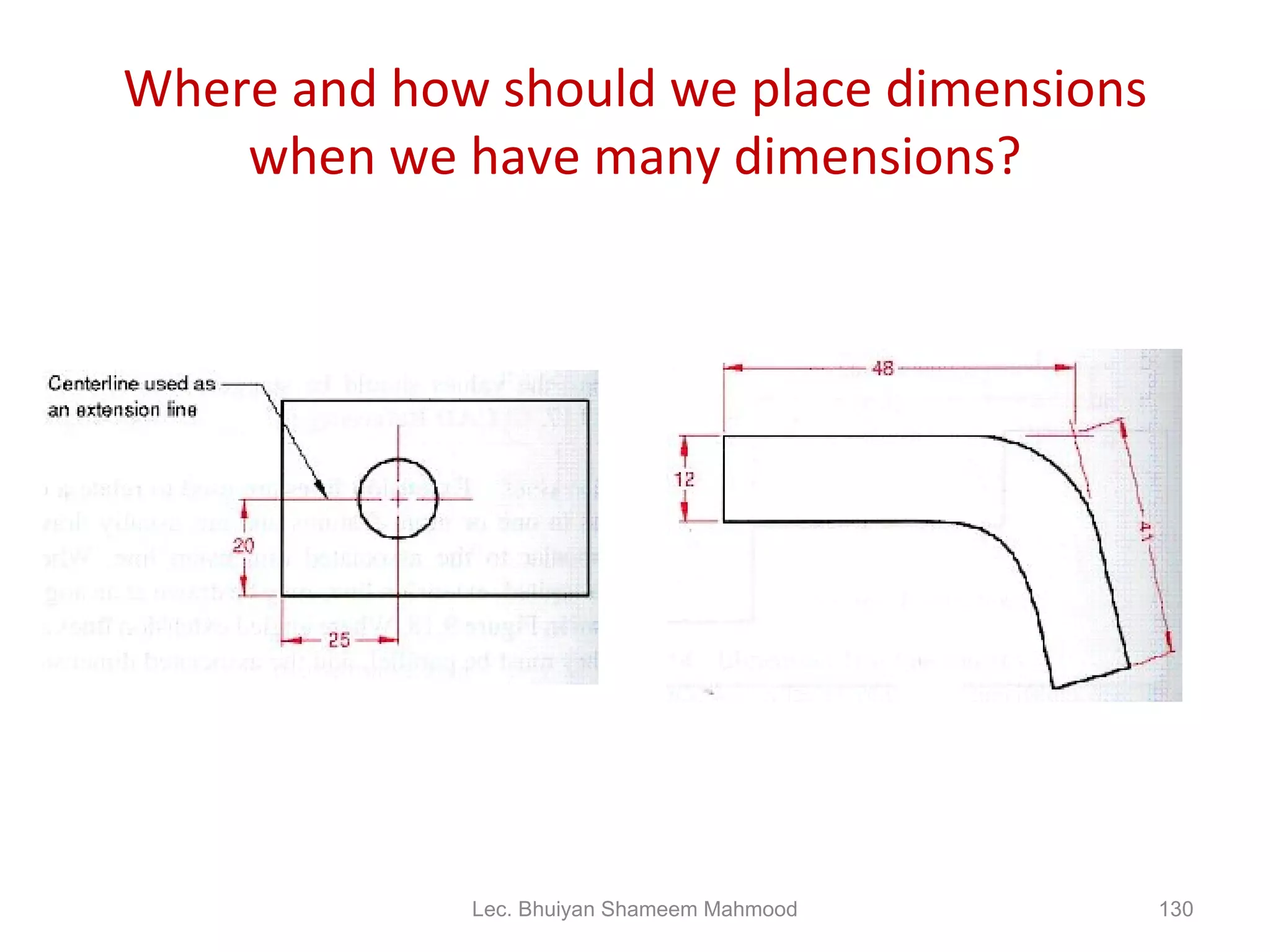 Where and how should we place dimensions when we have many dimensions? Lec. Bhuiyan Shameem Mahmood 