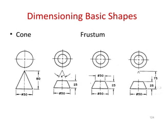 Dimensioning Basic Shapes Cone    Frustum 