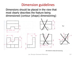 Dimension guidelines Dimensions should be placed in the view that most clearly describes the feature being dimensioned (co...