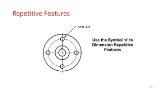 Repetitive Features
Use the Symbol ‘x’ to
Dimension Repetitive
Features
102
 