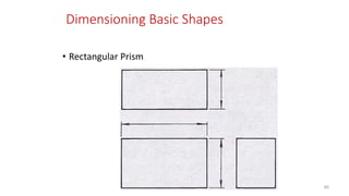 Dimensioning Basic Shapes
• Rectangular Prism
90
 