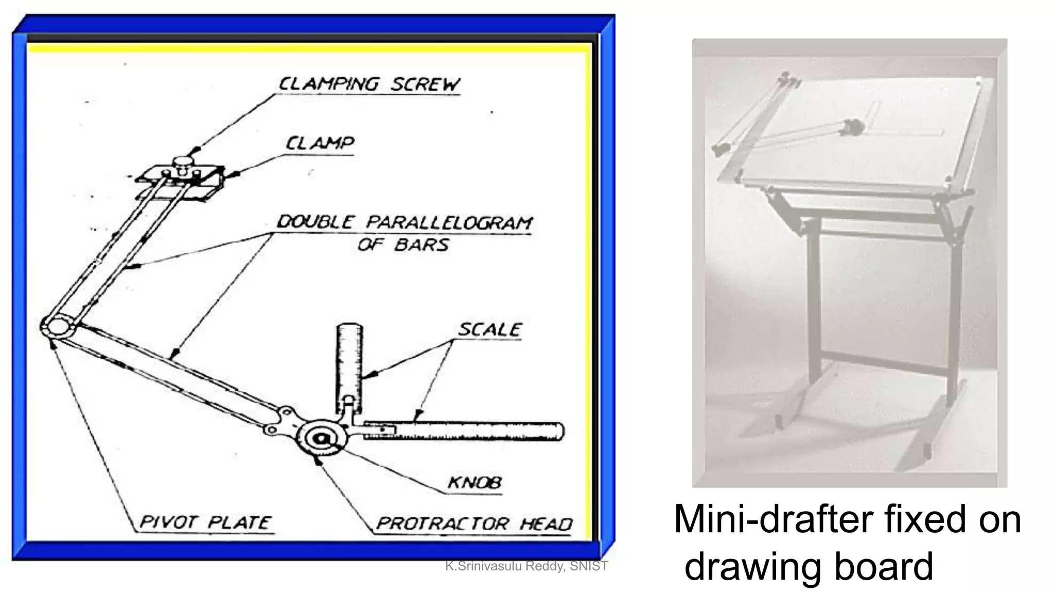 Mini-drafter fixed on
drawing boardK.Srinivasulu Reddy, SNIST
 