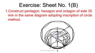 1.Construct pentagon, hexagon and octagon of side 35
mm in the same diagram adopting inscription of circle
method.
Exercise: Sheet No. 1(B)
K.Srinivasulu Reddy, SNIST
 
