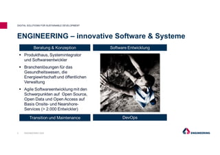 ENGINEERING – innovative Software & Systeme
ENGINEERING 20203
DIGITAL SOLUTIONS FOR SUSTAINABLE DEVELOPMENT
 