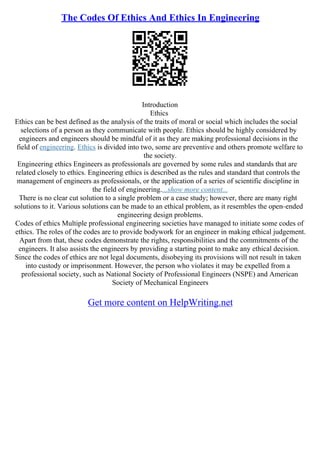 Engineering Ethics Essay | PDF