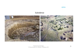 ADITYA
Engineering Geology
P Shiva Kumar, Sr. Assistant Professor, CE
19
Subsidence
 