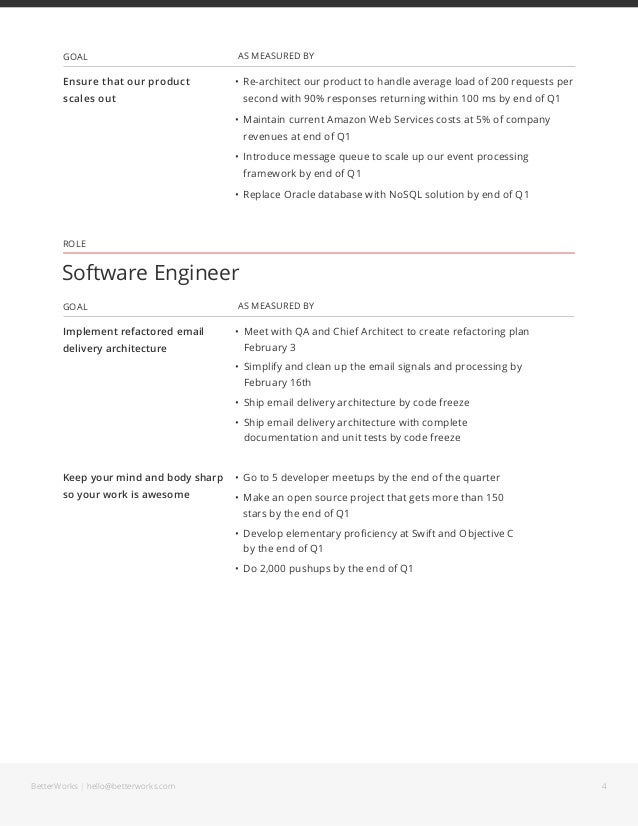 goal examples for engineers