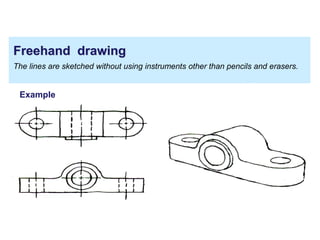 Freehand drawing
The lines are sketched without using instruments other than pencils and erasers.
Example
 