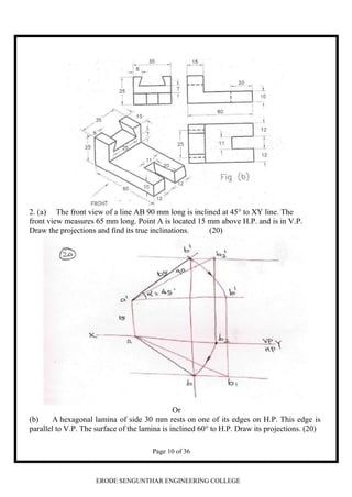 Engg Graphics Questions ENGINEERING GRAPHICS PREVIOUS YEAR QUESTIONS | PDF