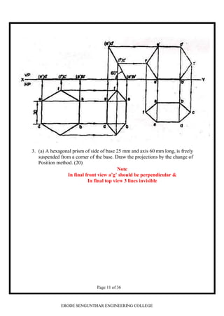 ENGINEERING GRAPHICS PREVIOUS YEAR QUESTIONS | PDF