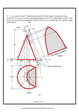ENGINEERING GRAPHICS PREVIOUS YEAR QUESTIONS | PDF