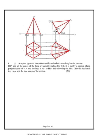 ENGINEERING GRAPHICS PREVIOUS YEAR QUESTIONS | PDF
