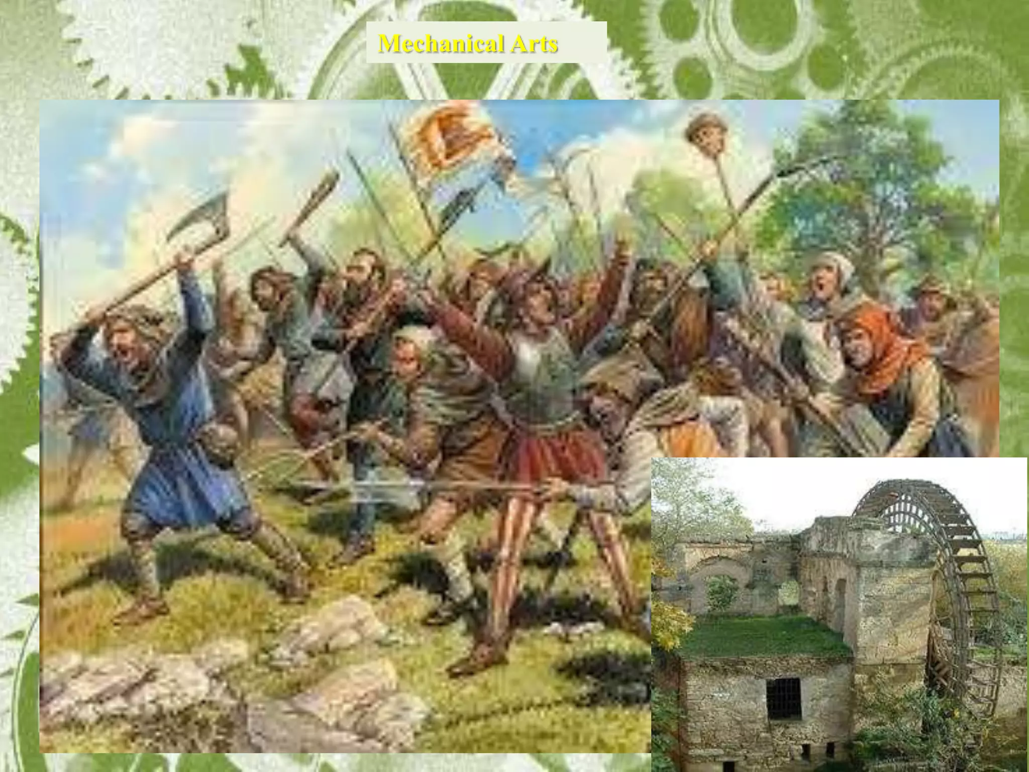 With the rise of engineering as a profession in the 18th century, the term became
more narrowly applied to fields in which mathematics and science were applied to
these ends. Similarly, in addition to military and civil engineering, the fields then
known as the mechanic arts became incorporated into engineering.
Each card includes a caption explaining the
purpose of the instrument:
The following images are samples from a deck of cards illustrating engineering
instruments in England in 1702.
Mechanical Arts
They illustrate a range of engineering specializations, that would eventually
become known as civil engineering, mechanical engineering, geodesy and
geomatics, and so on.
 