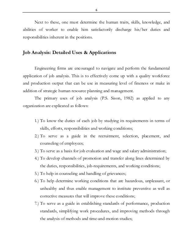 engineering job analysis description specification i production worker job description