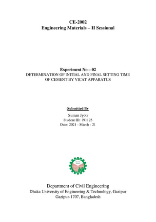 Engineering materials bsc. civil lab 14 report