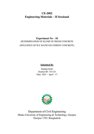 Engineering materials bsc. civil lab 14 report