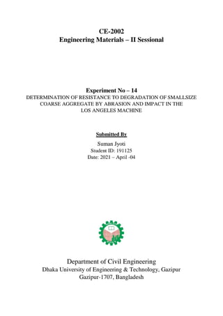 Engineering materials bsc. civil lab 14 report