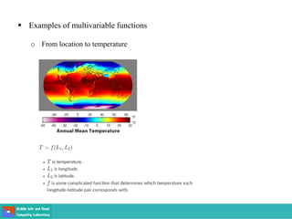  Examples of multivariable functions
o From location to temperature
 