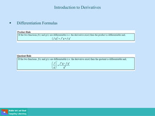  Differentiation Formulas
Introduction to Derivatives
 