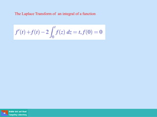 The Laplace Transform of an integral of a function
 