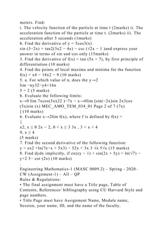 Engineering Mathematics-1 (MASC 0009.2) – Spring - 2020– CW (Assig.docx