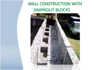 WALL CONSTRUCTION WITH
SIMPROLIT BLOCKS
 