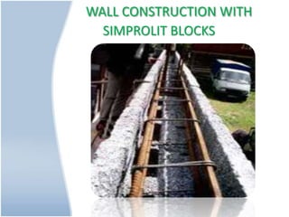 WALL CONSTRUCTION WITH
SIMPROLIT BLOCKS
 