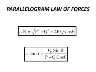 PARALLELOGRAM LAW OF FORCES
 