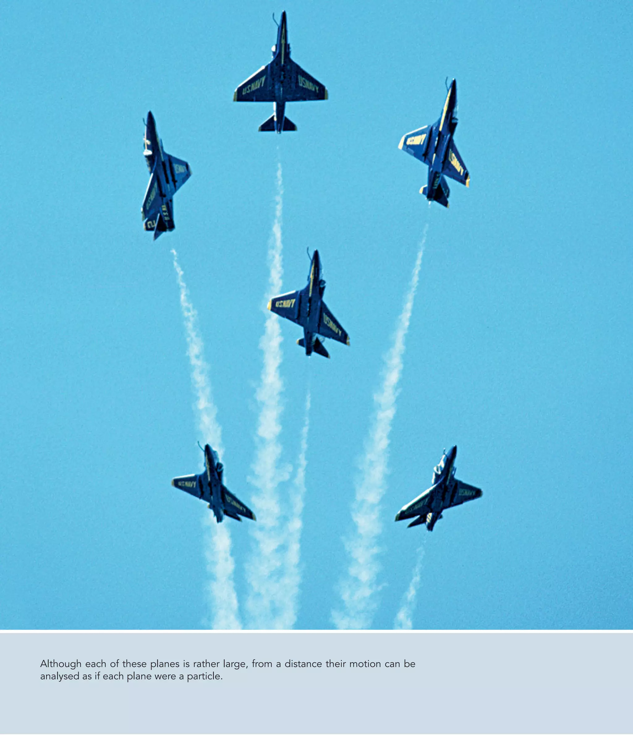 Although each of these planes is rather large, from a distance their motion can be
analysed as if each plane were a particle.
 
