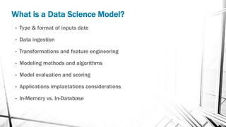 Engineering patterns for implementing data science models on big data ...