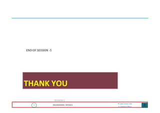 7 ENGINEERING PHYSICS
Mr. Gouri Kumar Sahu
Sr. Lecturer in Physics.
7 ENGINEERING PHYSICS
Mr. Gouri Kumar Sahu
Sr. Lecturer in Physics.
END OF SESSION -5
SESSION-5
THANK YOU
 